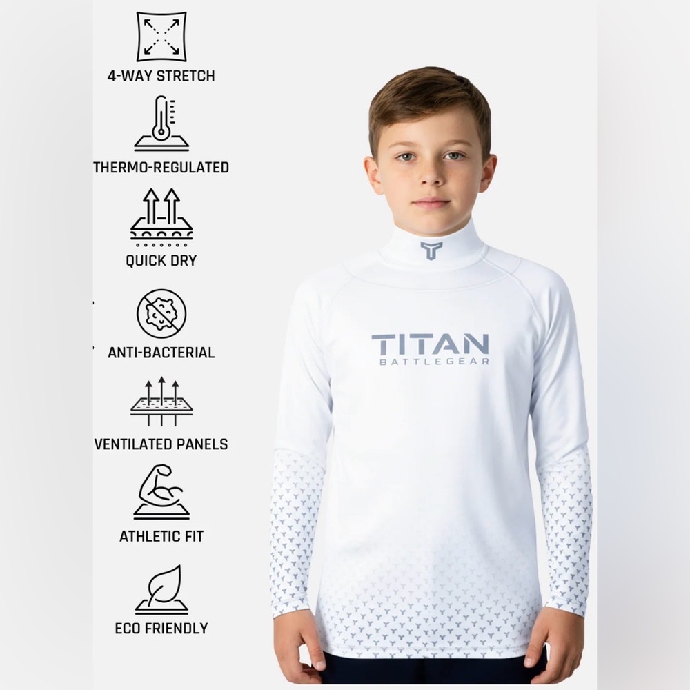 Titan Battlegear Cut Resistant Baselayer Neck Guard Hockey Shirt Youth XS 4/5 - Picture 2 of 14